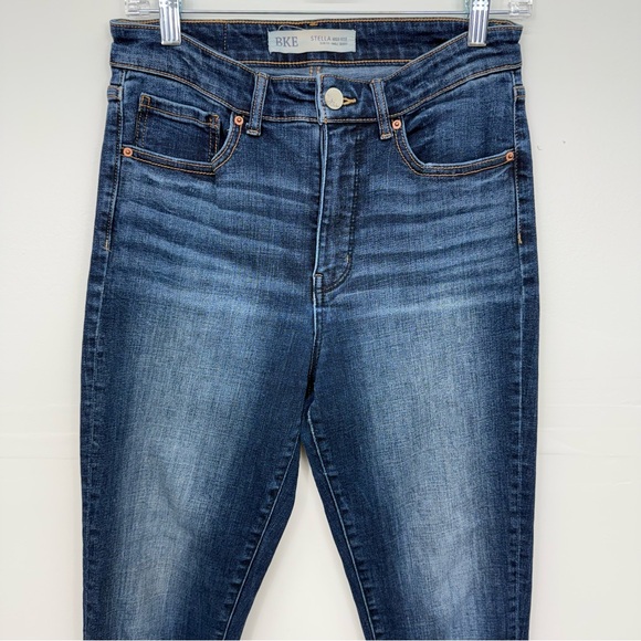 BKE Stella Skinny Dark Blue Ankle Jeans with Frayed Hem A11 - Picture 3 of 7